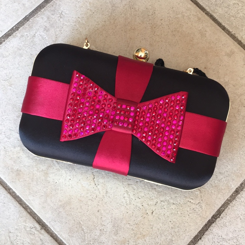 Charming Charlie Black and Red Clutch
